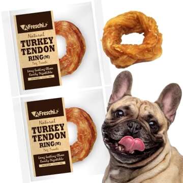 Afreschi Turkey Tendon Dog Treats for Signature Series, All Natural Human Grade Puppy Chew, Turkey S...