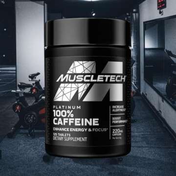 Caffeine Pills, MuscleTech 100% Caffeine Energy Supplements, PreWorkout Mental Focus + Energy Supple...