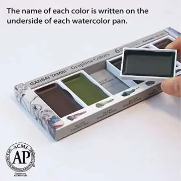 Kuretake GANSAI TAMBI GRAPHITE COLORS, 6 colors set, Watercolor paint for Professional, for artists and crafters,Illustrations, Drawing, Lettering, Made in Japan