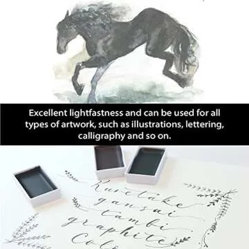 Kuretake GANSAI TAMBI GRAPHITE COLORS, 6 colors set, Watercolor paint for Professional, for artists and crafters,Illustrations, Drawing, Lettering, Made in Japan