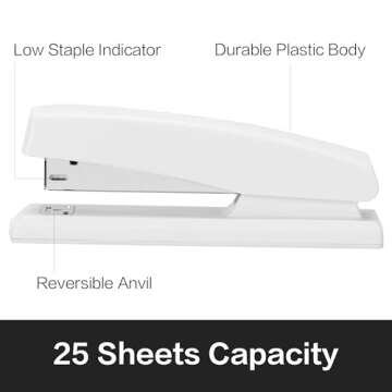 Deli Stapler, Desktop Stapler, Office Stapler, 25 Sheet Capacity, Includes 1000 Staples and Staple R...