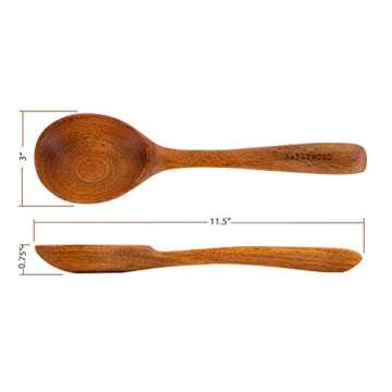 Earlywood Long Handled Wooden Serving Spoon; Large Wood Spoon for Cooking & Serving large portions - Wood Utensils Hand Crafted in USA - Jatoba