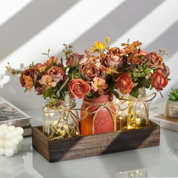 Mason Jar Centerpiece with LED Light & Tray