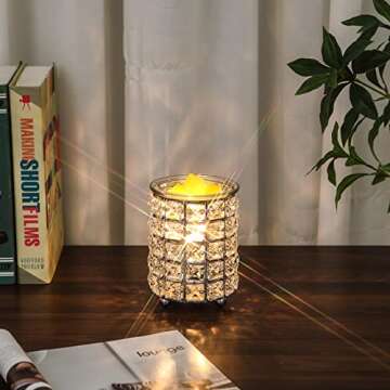 Wrought Iron Crystal Wax Melt Warmer Electric Oil Burner Wax Melt For Home, Kitchen, Living Room, Bedroom, SPA(Silver)