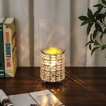 Wrought Iron Crystal Wax Melt Warmer Electric Oil Burner Wax Melt For Home, Kitchen, Living Room, Bedroom, SPA(Silver)