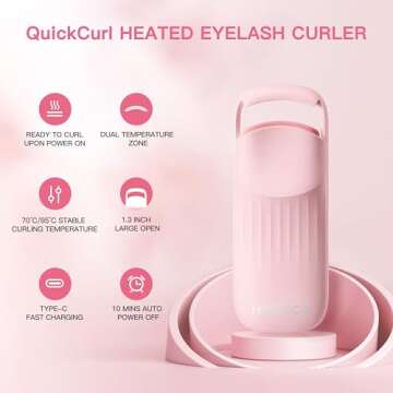 HEBECA Heated Eyelash Curler Innovative QuickCurl with Adjustable Heat and Safe Silicone