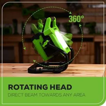 Greenworks 40V (AC/DC) 2000-Lumen LED Work Light, 360° Head Rotation, Tripod Mountable, Portable, Indoor/Outdoor Light, Flood Light, Tool-Only