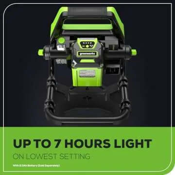 Greenworks 40V (AC/DC) 2000-Lumen LED Work Light, 360° Head Rotation, Tripod Mountable, Portable, Indoor/Outdoor Light, Flood Light, Tool-Only