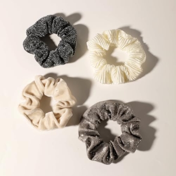 Artilady Hair Scrunchies for Girls - 4 Pack Christmas Hair Ties Gifts for Women Soft and Cute Velvet Silk Satin Scrunchies Hair Accessories Wedding Bridesmaid Holiday Birthday Teacher Gift