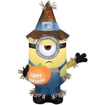 Gemmy 3' Airblown Inflatable Minion Stuart w/Thanksgiving Banner Universal