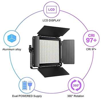 GVM RGB LED Video Light with Bluetooth Control, 60W Photography Studio Lighting Kit with Stands, 2-Packs 880RS Dimmable Led Panel Light for YouTube, Streaming, Gaming, 8 Applicable Scenes, CRI97