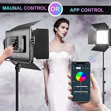 GVM RGB LED Video Light with Bluetooth Control, 60W Photography Studio Lighting Kit with Stands, 2-Packs 880RS Dimmable Led Panel Light for YouTube, Streaming, Gaming, 8 Applicable Scenes, CRI97