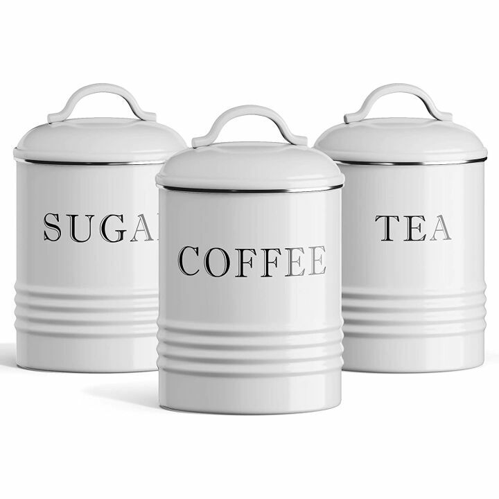 Vintage White Canister Set for Rustic Kitchen