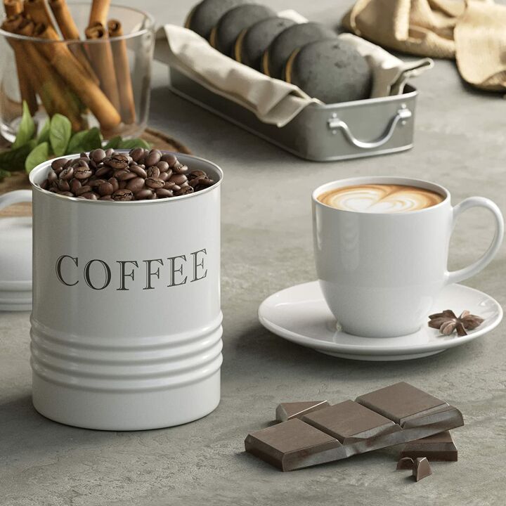 Vintage White Canister Set for Rustic Kitchen