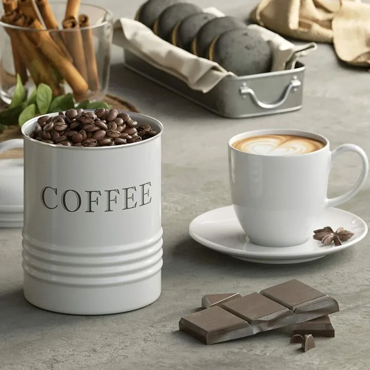 Vintage White Canister Set for Rustic Kitchen