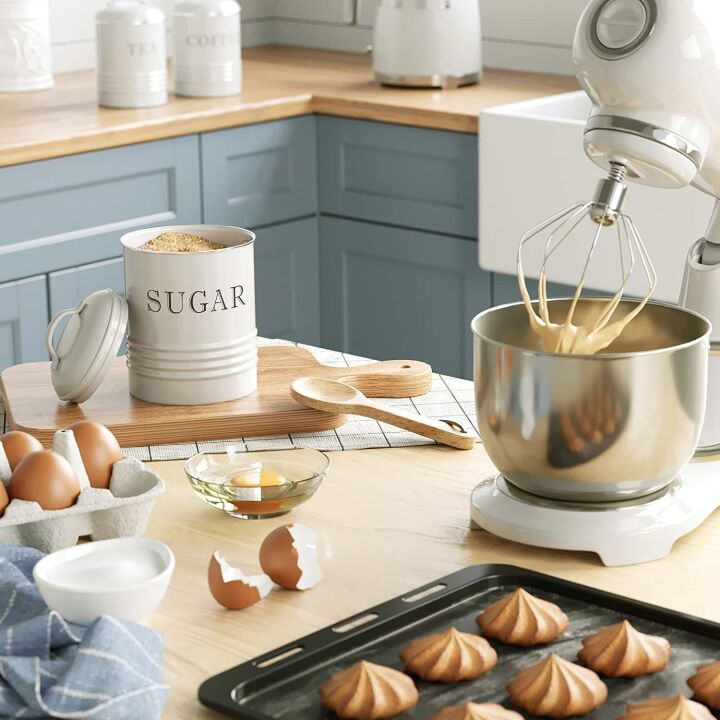 Vintage White Canister Set for Rustic Kitchen