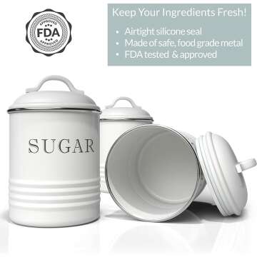 Vintage White Canister Set for Rustic Kitchen