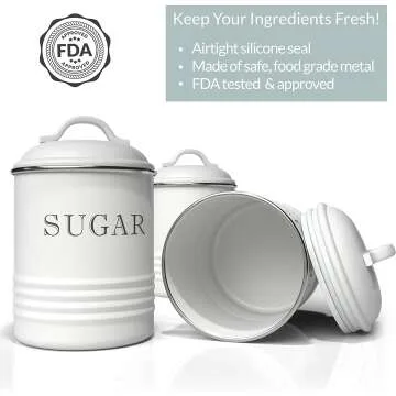 Vintage White Canister Set for Rustic Kitchen