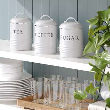Vintage White Canister Set for Rustic Kitchen