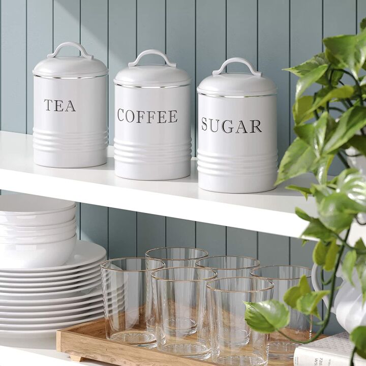 Vintage White Canister Set for Rustic Kitchen