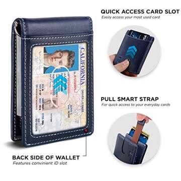 SERMAN BRANDS RFID Blocking Slim Bifold Genuine Leather Minimalist Front Pocket Wallets for Men with Money Clip Thin Gift (Atlantic Blue 1.S)