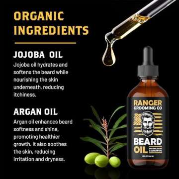 Leven Rose Beard Oil for Men and Beard Softener 100% Pure Natural for Bearded Men, Mustaches, and Moisturized Skin 1 oz by Ranger Grooming Co