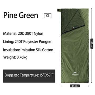 Naturehike Ultralight Sleeping Bag: Lightweight, Roomy, 3 Season Gear