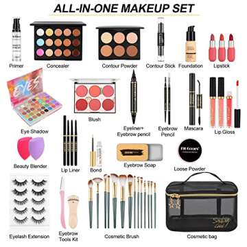 Fenshine Makeup Set,Make Up Starter Kit With Storage Bag Portable Travel Make Up Palette Eyeshadow F...