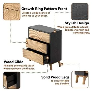 Farmhouse 3-Drawer Nightstand Set for Elegant Storage