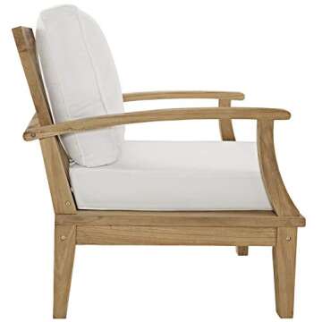 Modway EEI-1143-NAT-WHI-SET Marina Premium Grade A Teak Wood Outdoor Patio Armchair, Natural White