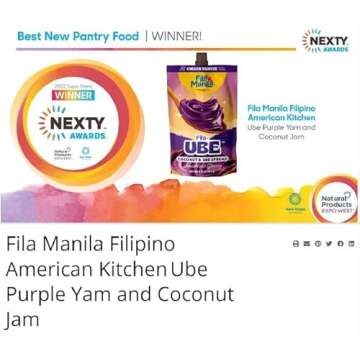 Fila Manila Ube Coconut Spread Purple Yam As Seen on Shark Tank - Award-Winning 5.8 OZ Pouch, Vegan, Gluten Free, Dairy Free, No Red 3, No Red 40, No Ube Extract, No Artificial Colors, Real Philippine Ube (1 Pack)