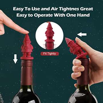 Silicone Wine Stopper, Bottle Stopper with Christmas Design, Wine Accessories, Keeps Wine Fresh, Wine Gifts, Set of 4