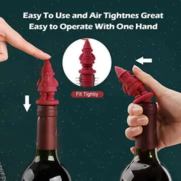 Silicone Wine Stopper, Bottle Stopper with Christmas Design, Wine Accessories, Keeps Wine Fresh, Wine Gifts, Set of 4