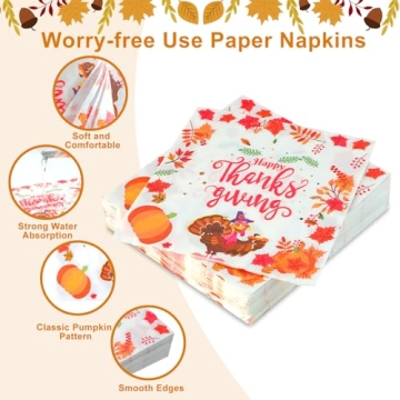 Thanksgiving Tablecloth & Napkins Set - Autumn Decor