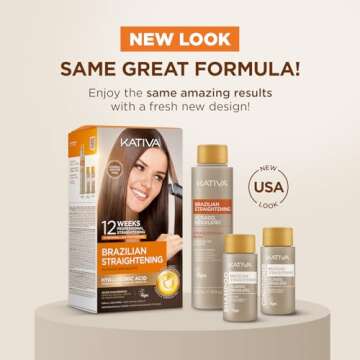 Kativa Brazilian Straightening Kit, 12 Weeks of Home Use Professional Straightening, with Organic Ar...