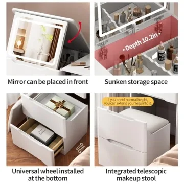 BOSSGE Vanity Desk with Mirror and Lights - Stylish Makeup Station