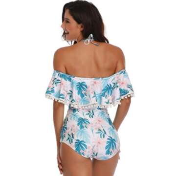 PURFEEL Mother and Daughter Matching Swimsuit Girls Swimwear Womens High Waist Bathingsuit Tassels Leaves Medium/Adult