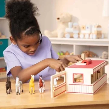 Melissa & Doug Take-Along Show-Horse Stable Playset for Kids
