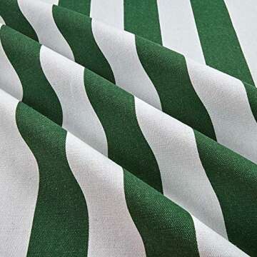 58" Striped Canvas Fabric - White & Green Design
