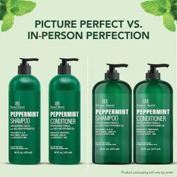 BOTANIC HEARTH Peppermint Oil Shampoo and Conditioner Set - Hair Blooming Formula with Keratin - Fights Hair Loss & Thinning, Promotes Hair Growth-Sulfate Free for Men and Women - 16 fl oz x 2