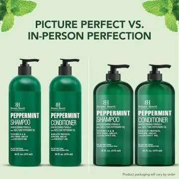 BOTANIC HEARTH Peppermint Oil Shampoo and Conditioner Set - Hair Blooming Formula with Keratin - Fights Hair Loss & Thinning, Promotes Hair Growth-Sulfate Free for Men and Women - 16 fl oz x 2