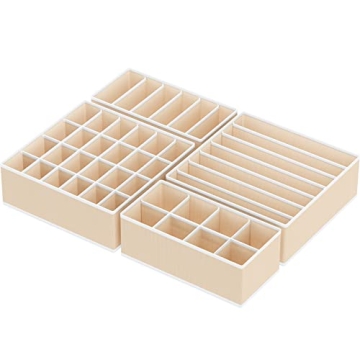 Simple Houseware Closet Underwear Organizer Drawer Divider 4 Set, Beige