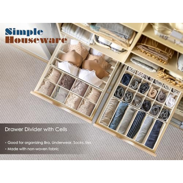 Simple Houseware Closet Underwear Organizer Drawer Divider 4 Set, Beige
