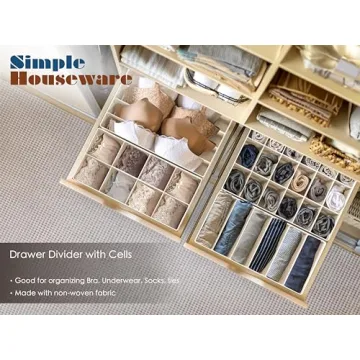 Simple Houseware Closet Underwear Organizer Drawer Divider 4 Set, Beige