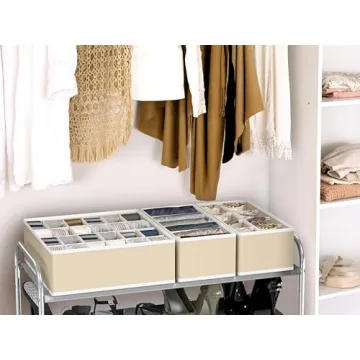 Simple Houseware Closet Underwear Organizer Drawer Divider 4 Set, Beige