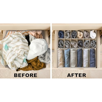 Simple Houseware Closet Underwear Organizer Drawer Divider 4 Set, Beige
