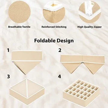 Simple Houseware Closet Underwear Organizer Drawer Divider 4 Set, Beige