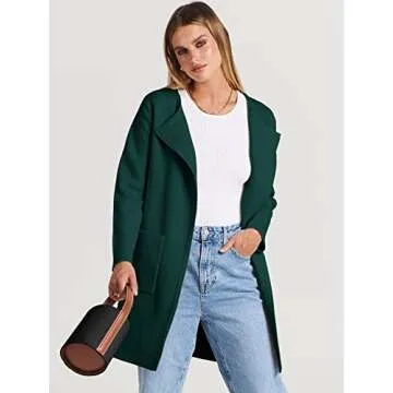 ANRABESS Women's Open Front Knit Lightweight Cardigan Casual Long Coatigan Sweater Lady Jacket Coat 2025 Fall Outerwear Opal Green Medium