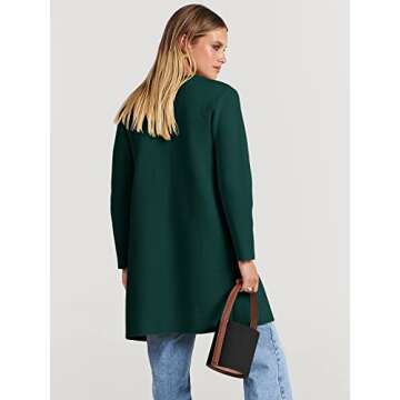 ANRABESS Women's Open Front Knit Lightweight Cardigan Casual Long Coatigan Sweater Lady Jacket Coat 2025 Fall Outerwear Opal Green Medium