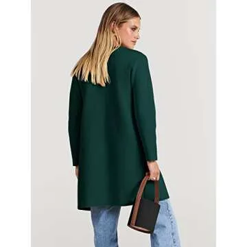 ANRABESS Women's Open Front Knit Lightweight Cardigan Casual Long Coatigan Sweater Lady Jacket Coat 2025 Fall Outerwear Opal Green Medium